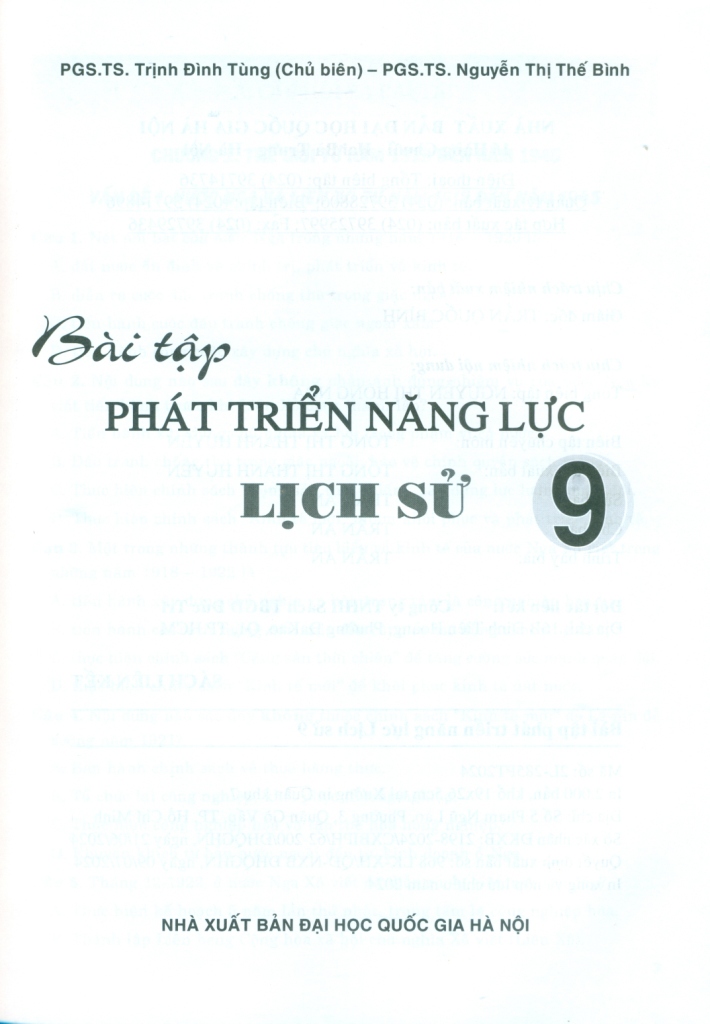 BÀI TẬP PHÁT TRIỂN NĂNG LỰC LỊCH SỬ LỚP 9 (Theo chương trình GDPT mới)